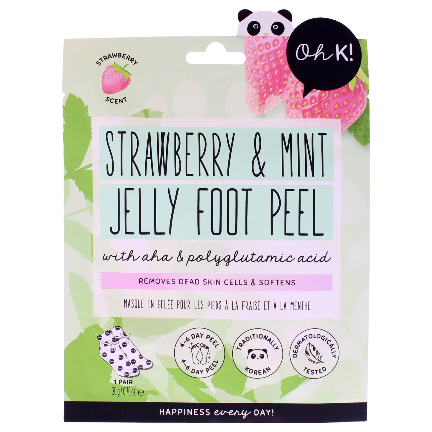 Jelly Foot Peel - Strawberry and Mint Jelly by Oh K! for Unisex - 1 Pair Mask