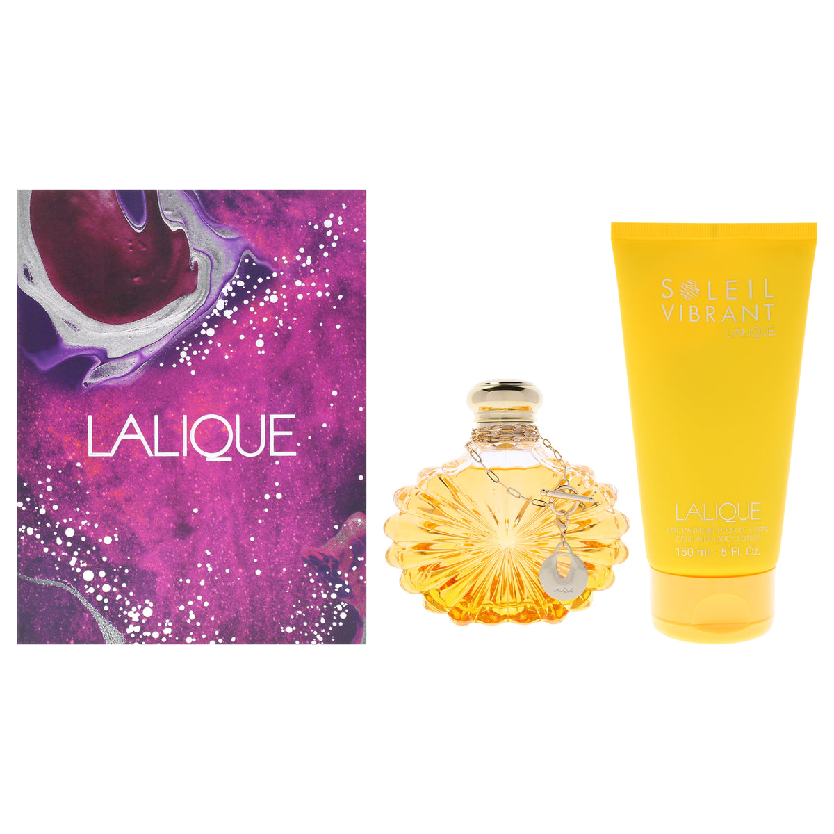 Soleil Vibrant by Lalique for Women - 2 Pc Gift Set 3.3oz EDP Spray, 5oz Body Lotion
