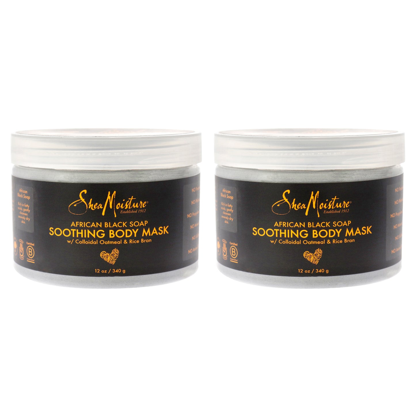 African Black Soap Soothing Body Mask - Pack of 2 by Shea Moisture for Unisex - 12 oz Mask