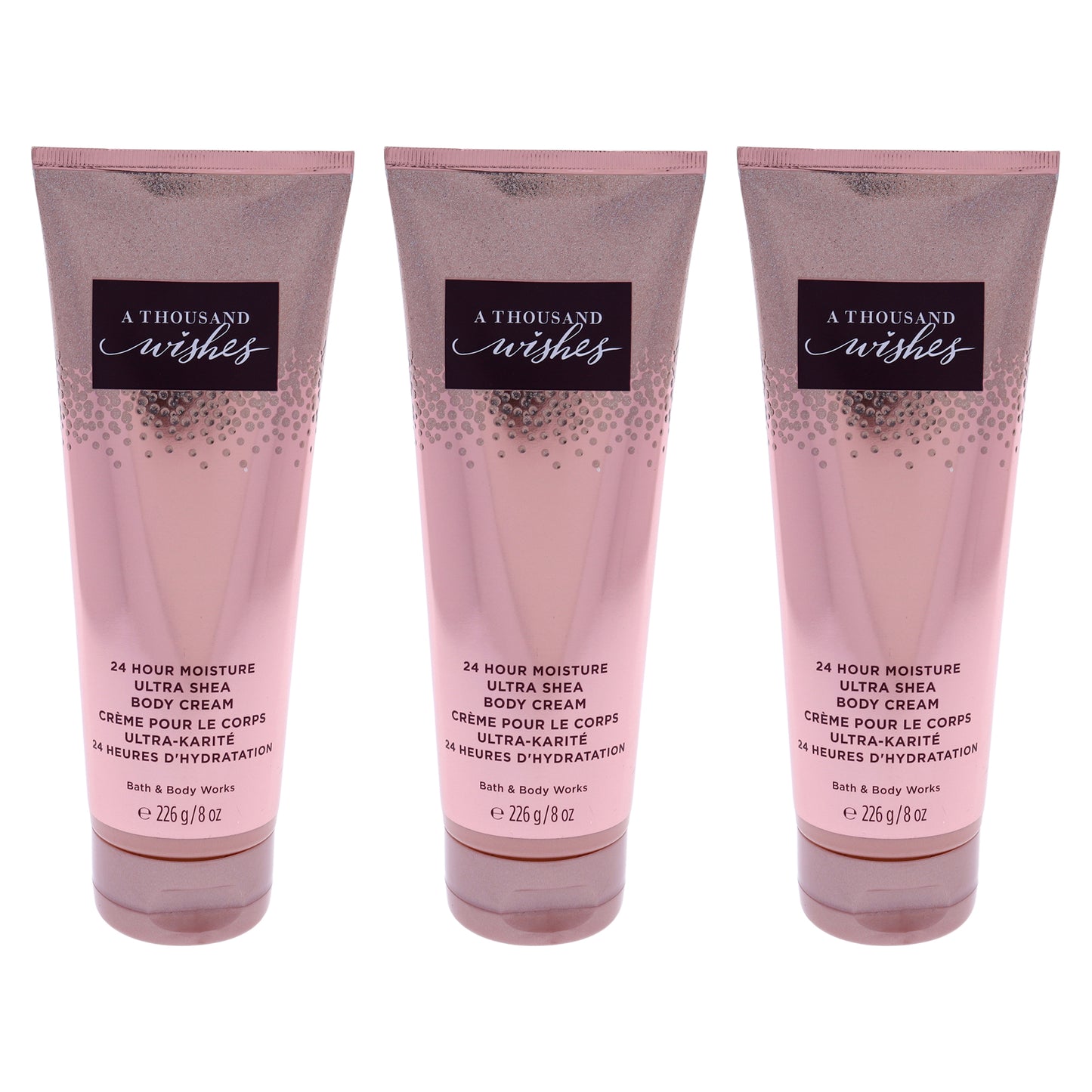 A Thousand Wishes Ultra Shea Body Cream by Bath and Body Works for Women - 8 oz Body Cream - Pack of 3