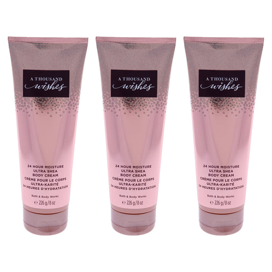 A Thousand Wishes Ultra Shea Body Cream by Bath and Body Works for Women - 8 oz Body Cream - Pack of 3