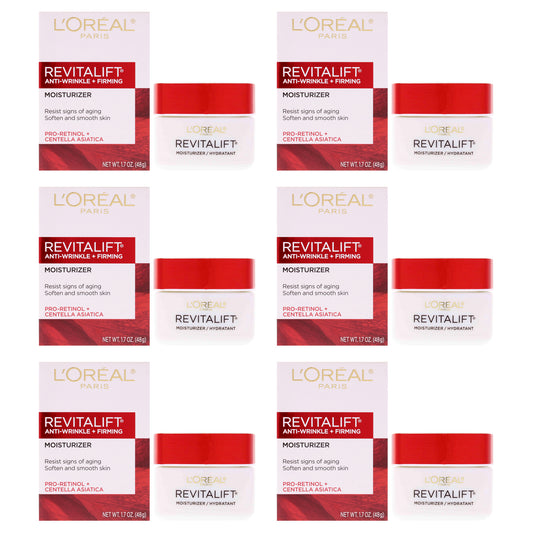 Revitalift Anti-Wrinkle and Firming Moisturizer Cream by LOreal Paris for Unisex - 1.7 oz Cream - Pack of 6