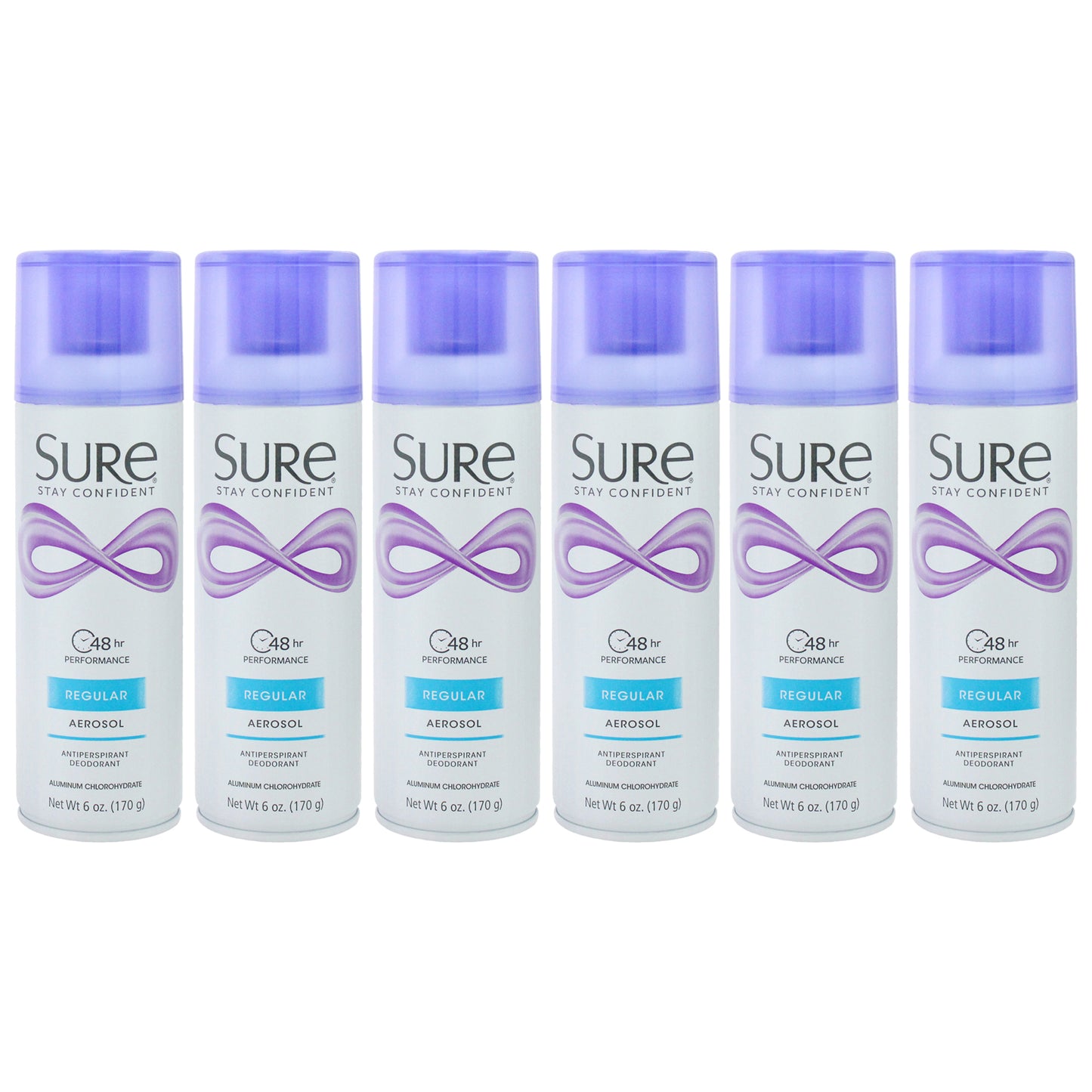 Aerosol Anti-Perspirant and Deodorant - Regular by Sure for Unisex - 6 oz Deodorant Spray - Pack of 6