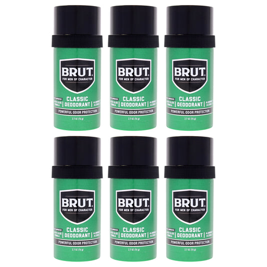 Brut by Faberge Co. for Men - 2.5 oz Deodorant Stick - Pack of 6