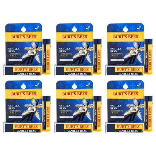 Vanilla Bean Moisturizing Lip Balm Blister by Burts Bees for Unisex - 0.15 oz Lip Balm - Pack of 6