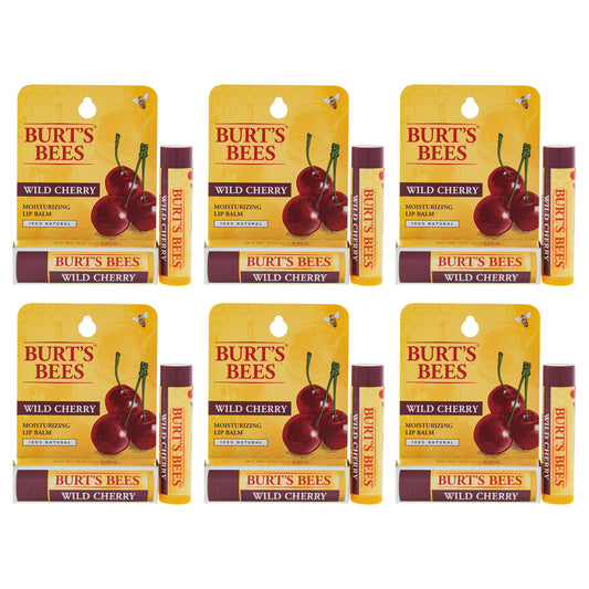 Wild Cherry Moisturizing Lip Balm Blister by Burts Bees for Unisex - 0.15 oz Lip Balm - Pack of 6