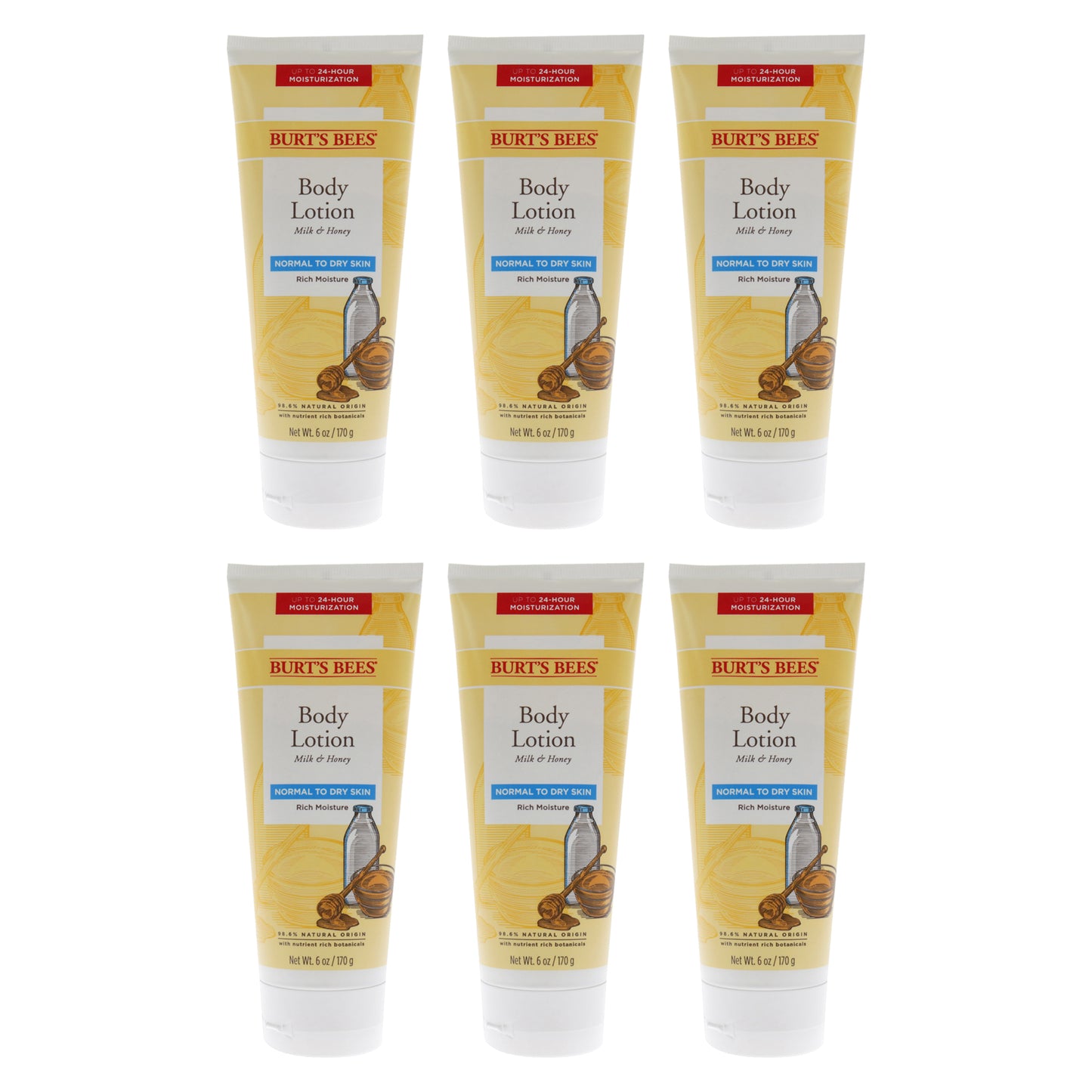 Milk and Honey Body Lotion by Burts Bees for Unisex - 6 oz Body Lotion - Pack of 6