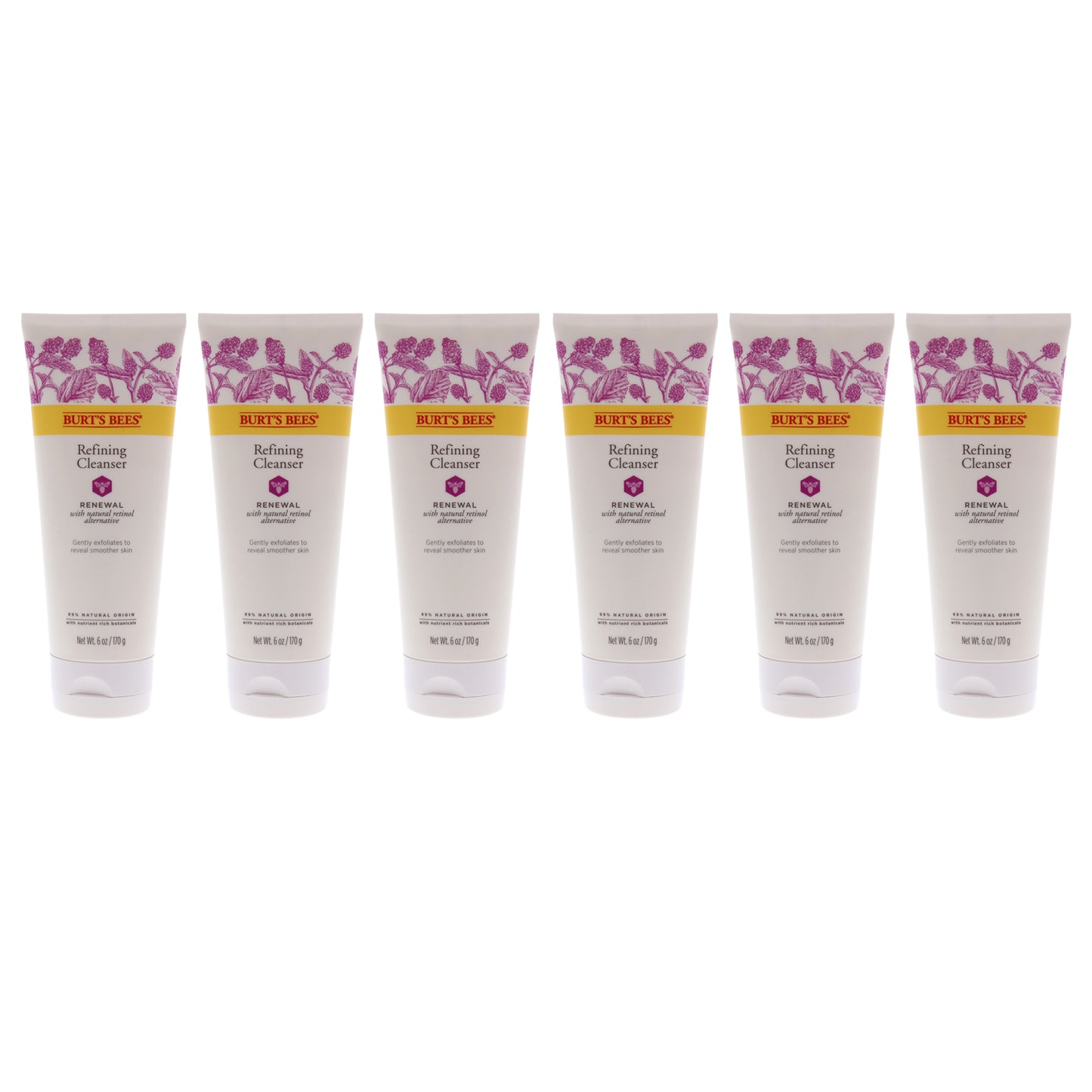 Renewal Refining Cleanser by Burts Bees for Unisex - 6 oz Cleanser - Pack of 6