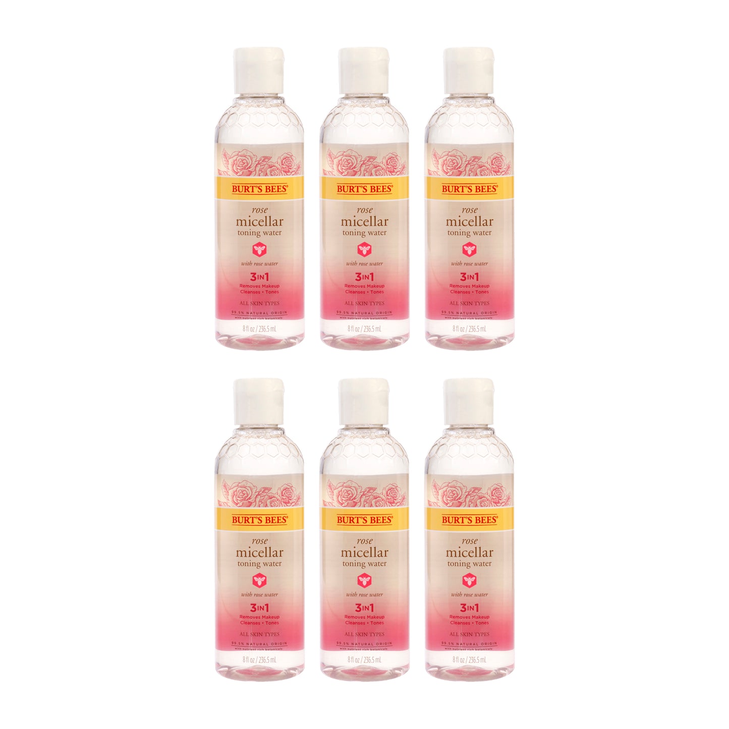 Rose Micellar Toning Water by Burts Bees for Women - 8 oz Toner - Pack of 6