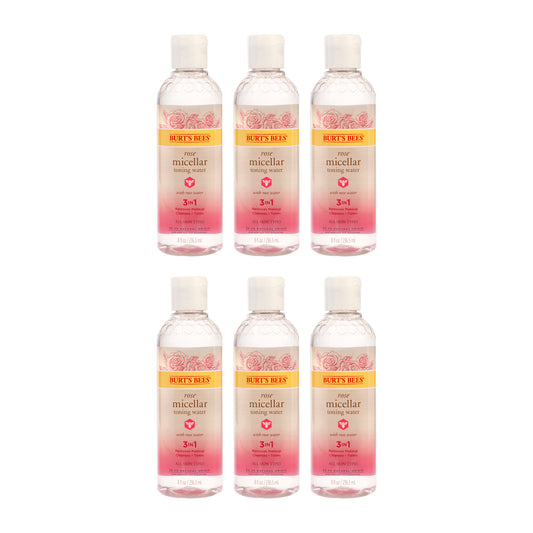 Rose Micellar Toning Water by Burts Bees for Women - 8 oz Toner - Pack of 6