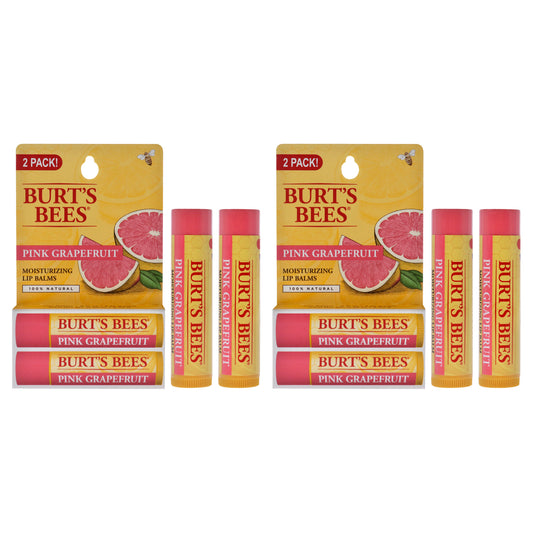 Pink Grapefruit Moisturizing Lip Balm Twin Pack by Burts Bees for Unisex - 2 x 0.15 oz Lip Balm - Pack of 2