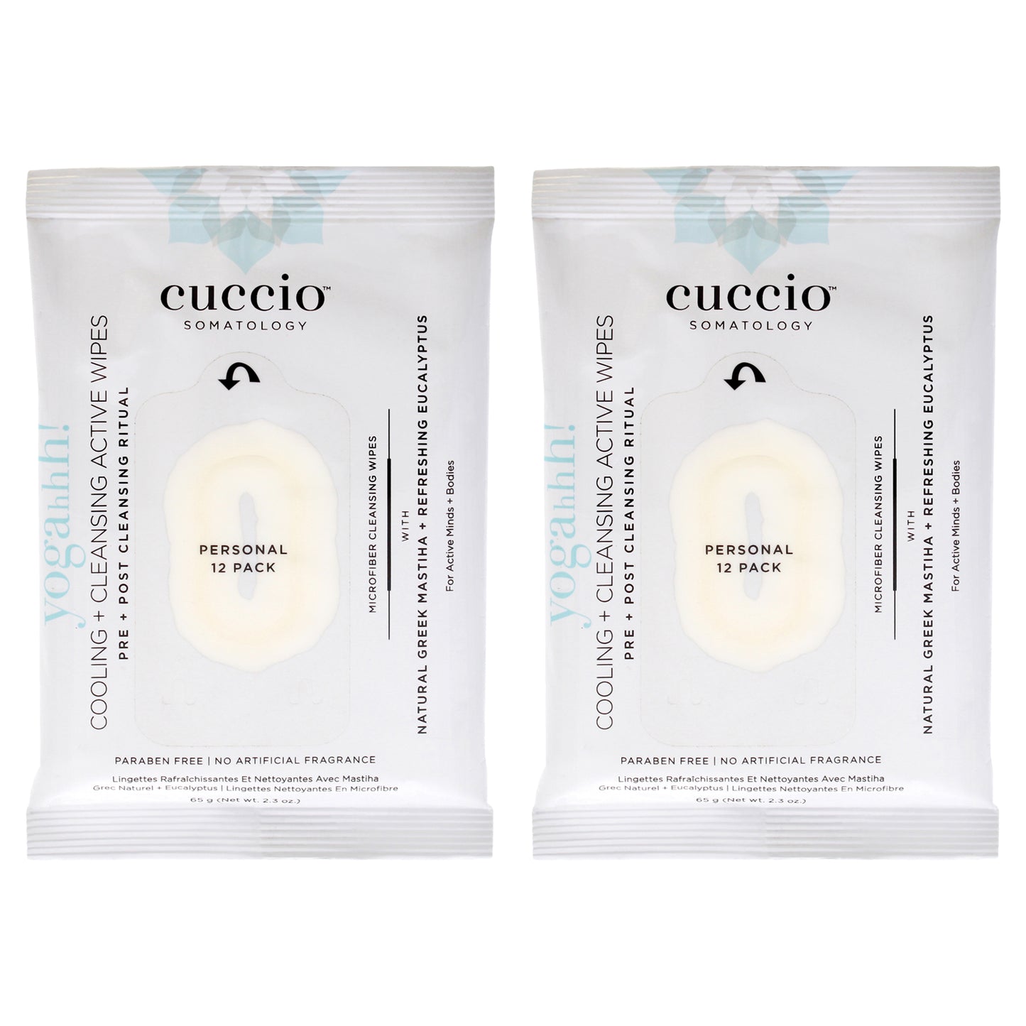 Somatology Yogahh Cooling Plus Cleansing Wipes by Cuccio Somatology for Unisex - 12 Count Wipes - Pack of 2
