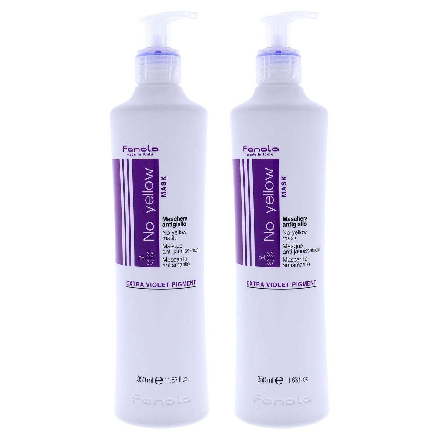 No Yellow Mask by Fanola for Unisex - 11.83 oz Mask - Pack of 2