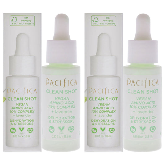 Clean Shot Vegan Amino Acid 10 Percent Complex by Pacifica for Unisex - 0.8 oz Serum - Pack of 2