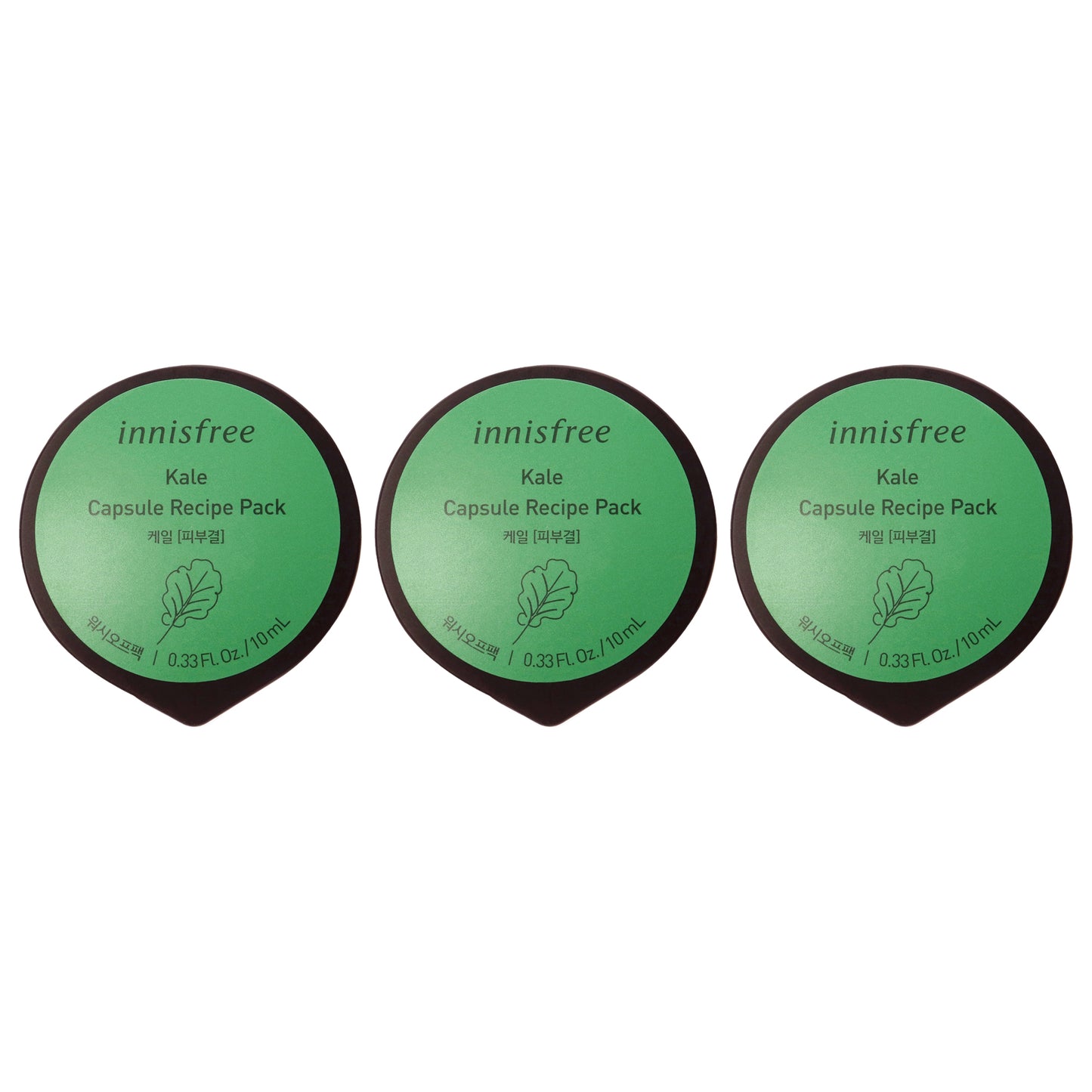 Capsule Recipe Pack Mask - Kale by Innisfree for Unisex - 0.33 oz Mask - Pack of 3