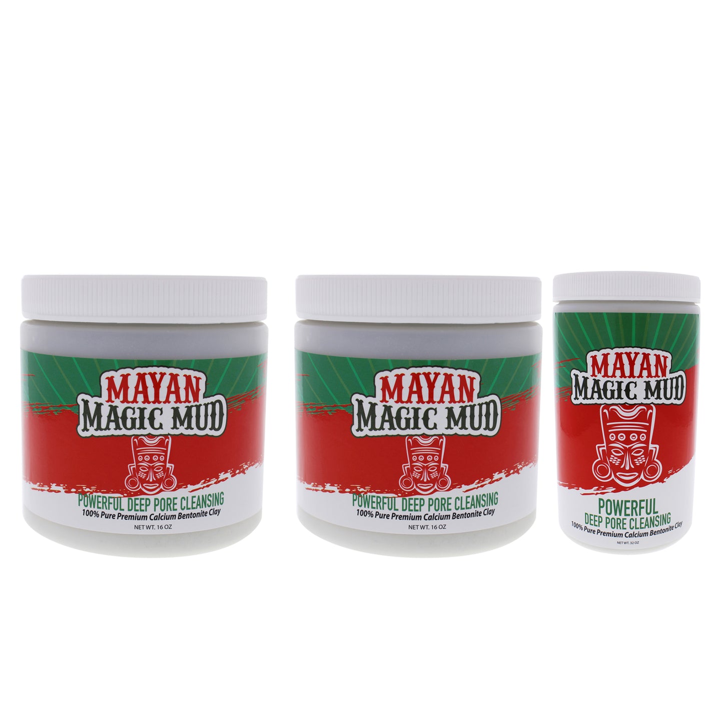 Powerful Deep Pore Cleansing Clay Kit by Mayan Magic Mud for Unisex - 3 Pc Kit 2 x 16oz Cleanser, 32o