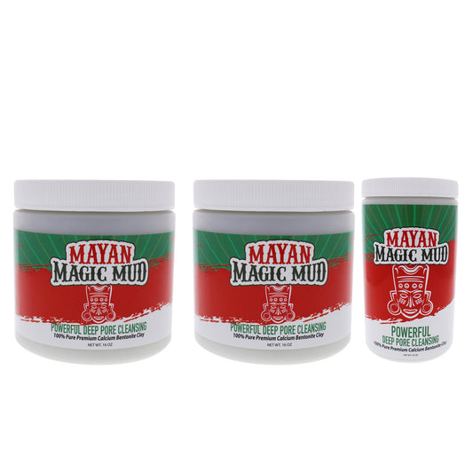 Powerful Deep Pore Cleansing Clay Kit by Mayan Magic Mud for Unisex - 3 Pc Kit 2 x 16oz Cleanser, 32o