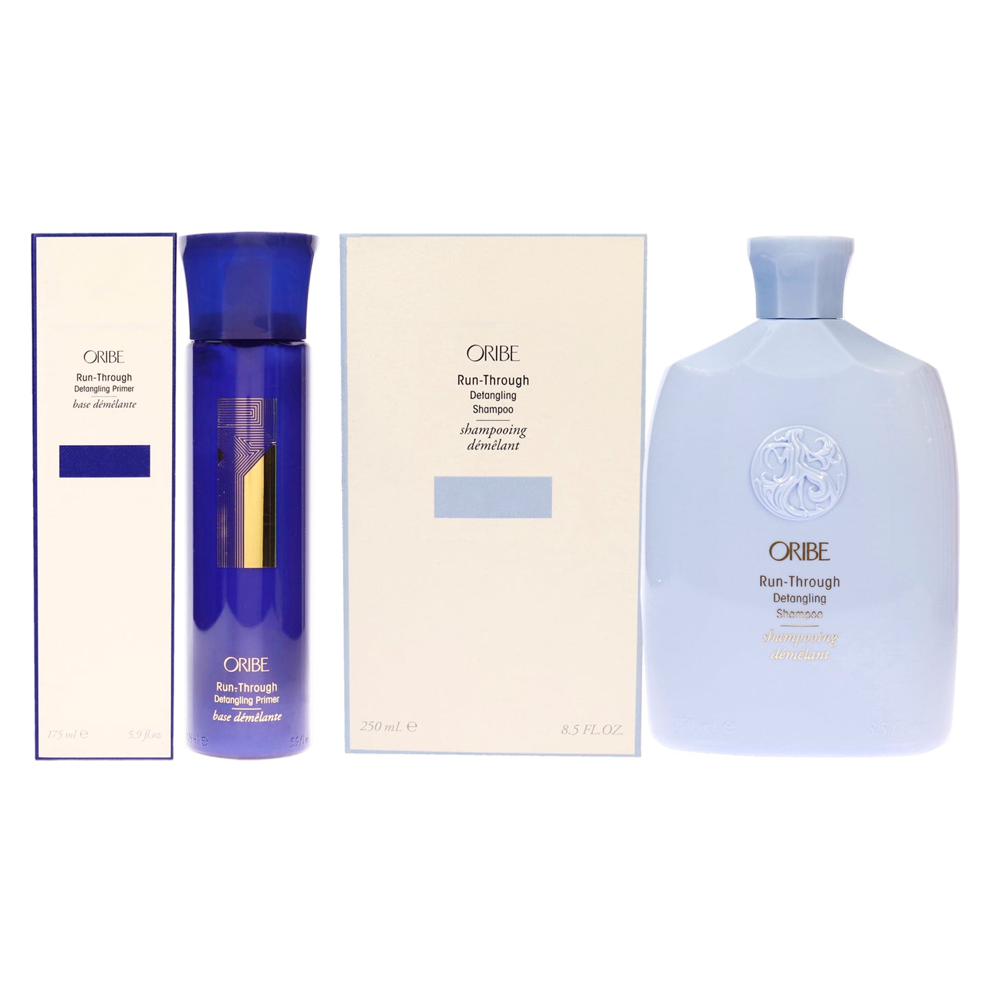 Run-Through Detangling Primer and Shampoo Kit by Oribe for Unisex - 2 Pc Kit 5.9oz Run-Through Detangling Primer, 8.5oz Run-Through Detangling Shampoo