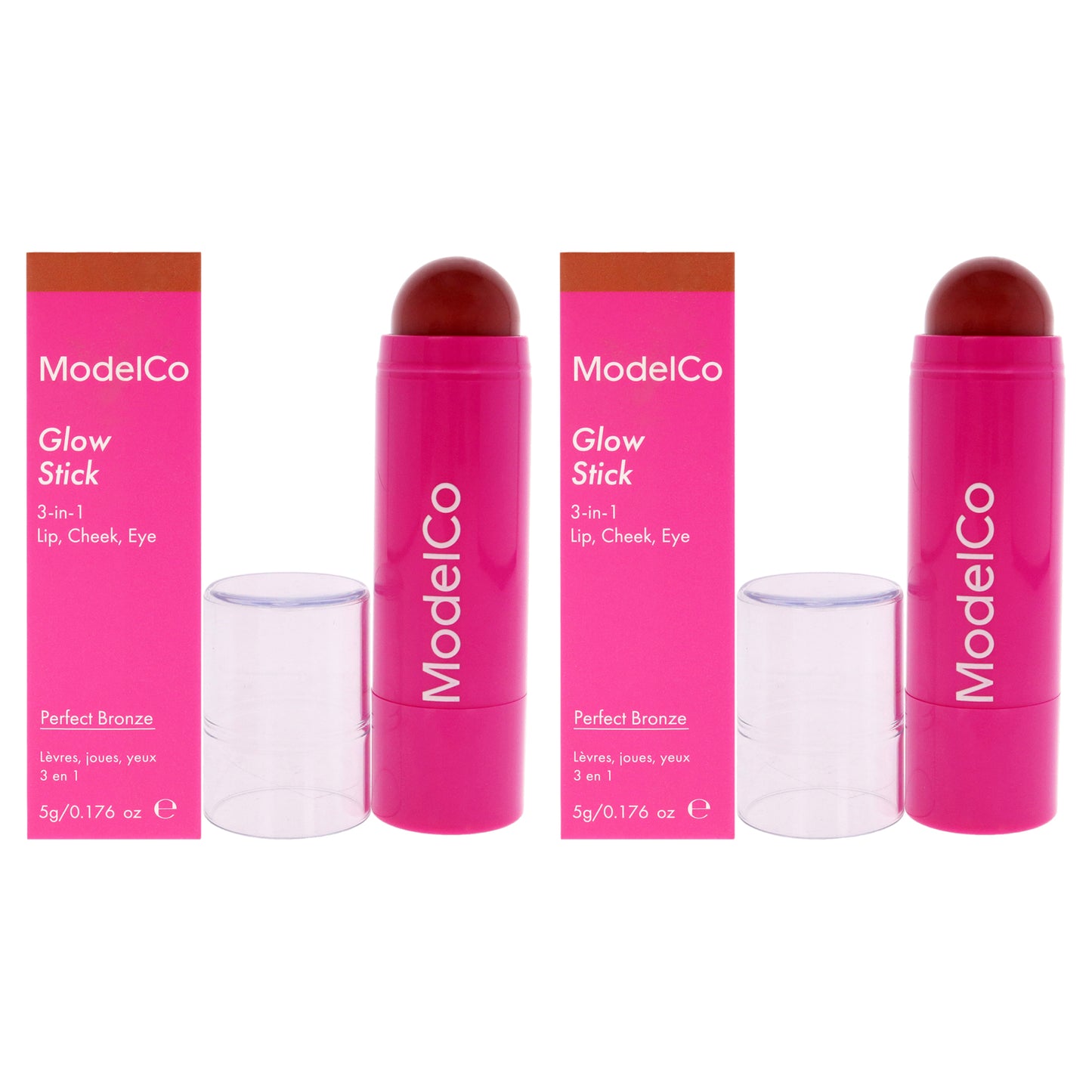 Glow Stick 3-In-1 - Perfect Bronze by ModelCo for Women - 0.176 oz Makeup - Pack of 2