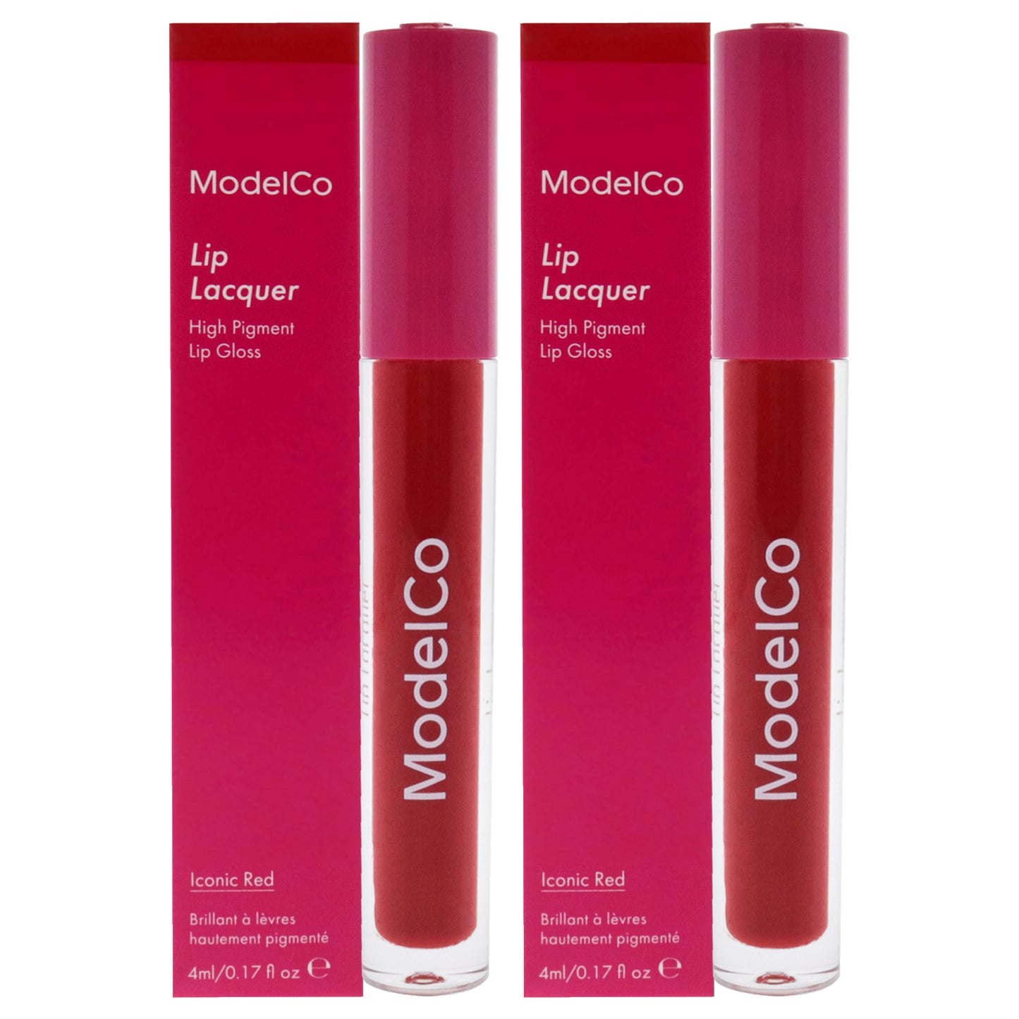 Lip Lacquer - Iconic Red by ModelCo for Women - 0.17 oz Lip Gloss - Pack of 2