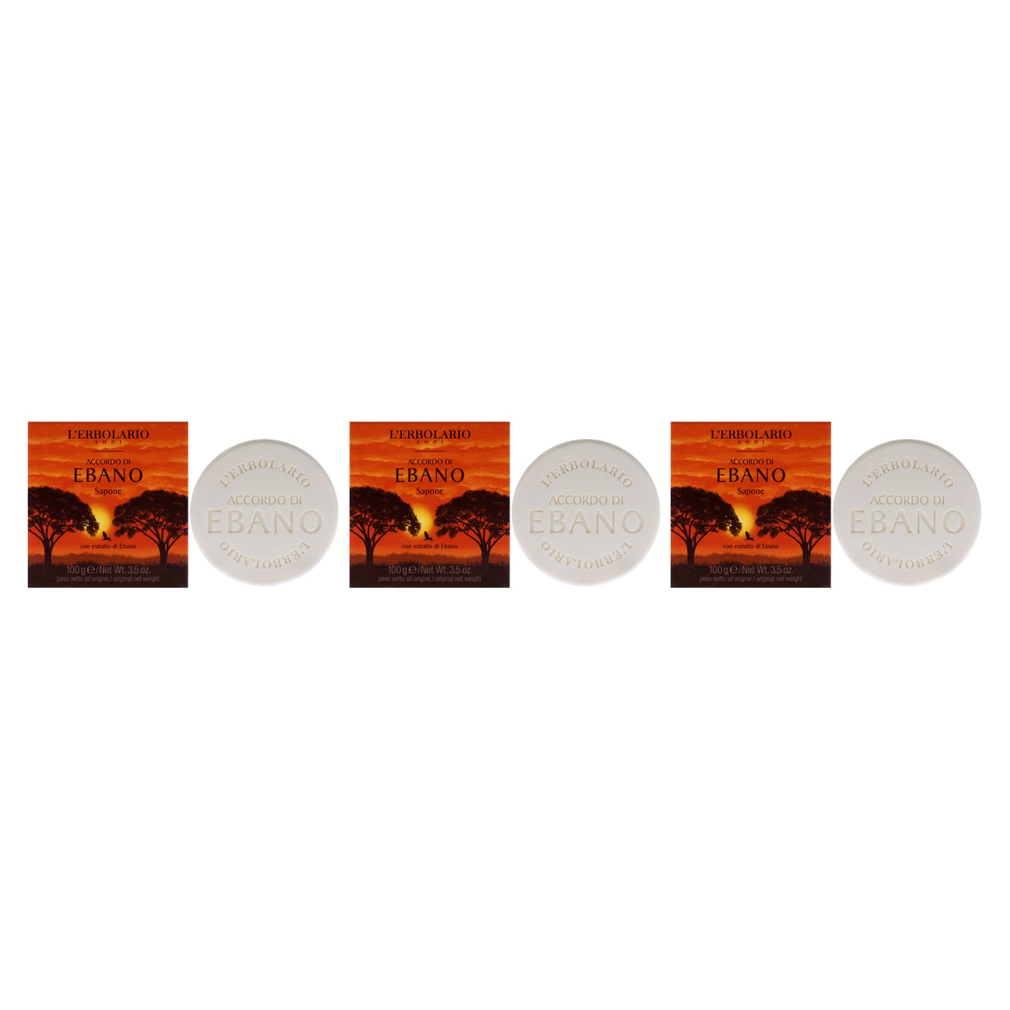 Soap - Notes of Ebony - Pack of 3 by LErbolario for Unisex - 3.5 oz Soap