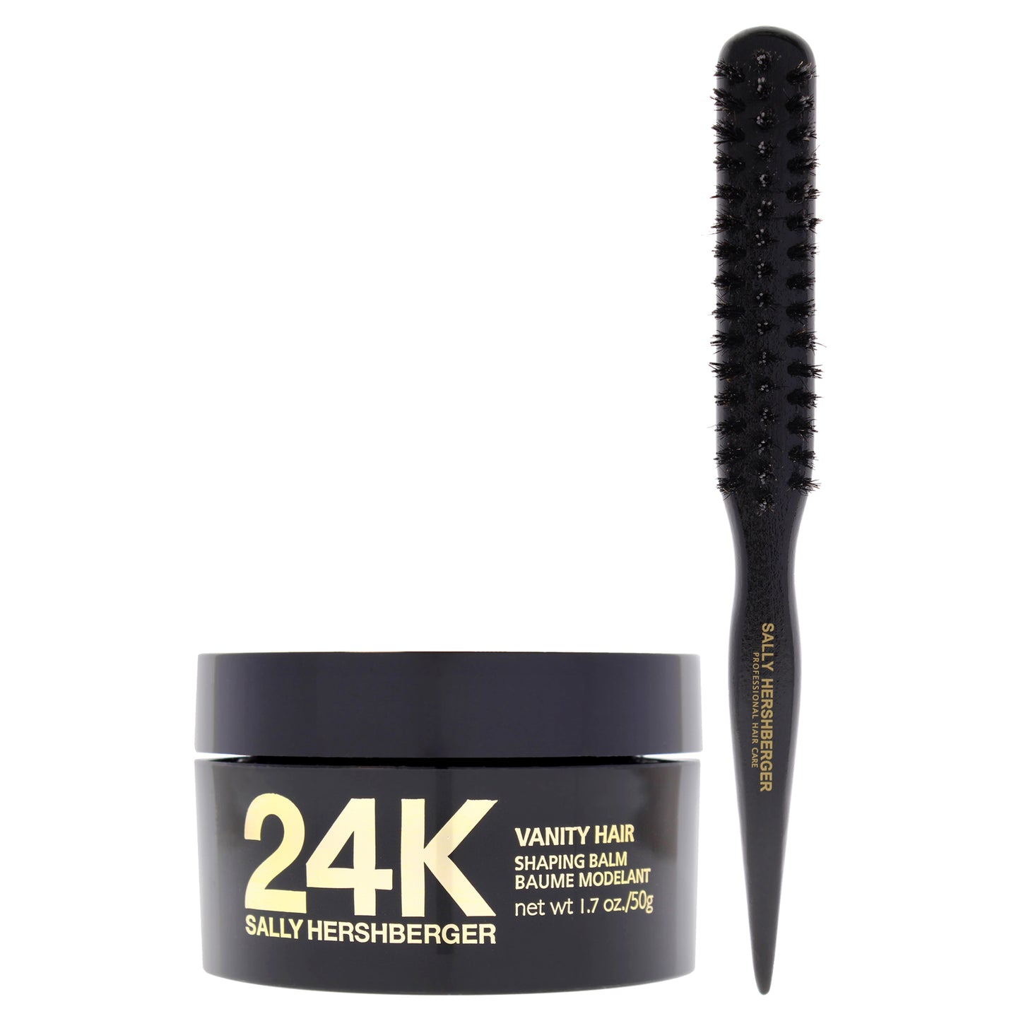 24K Vanity Hair Shaping Balm and Teasing Brush Kit by Sally Hershberger for Unisex - 2 Pc Kit 1.7oz Balm, 1Pc Hair Brush