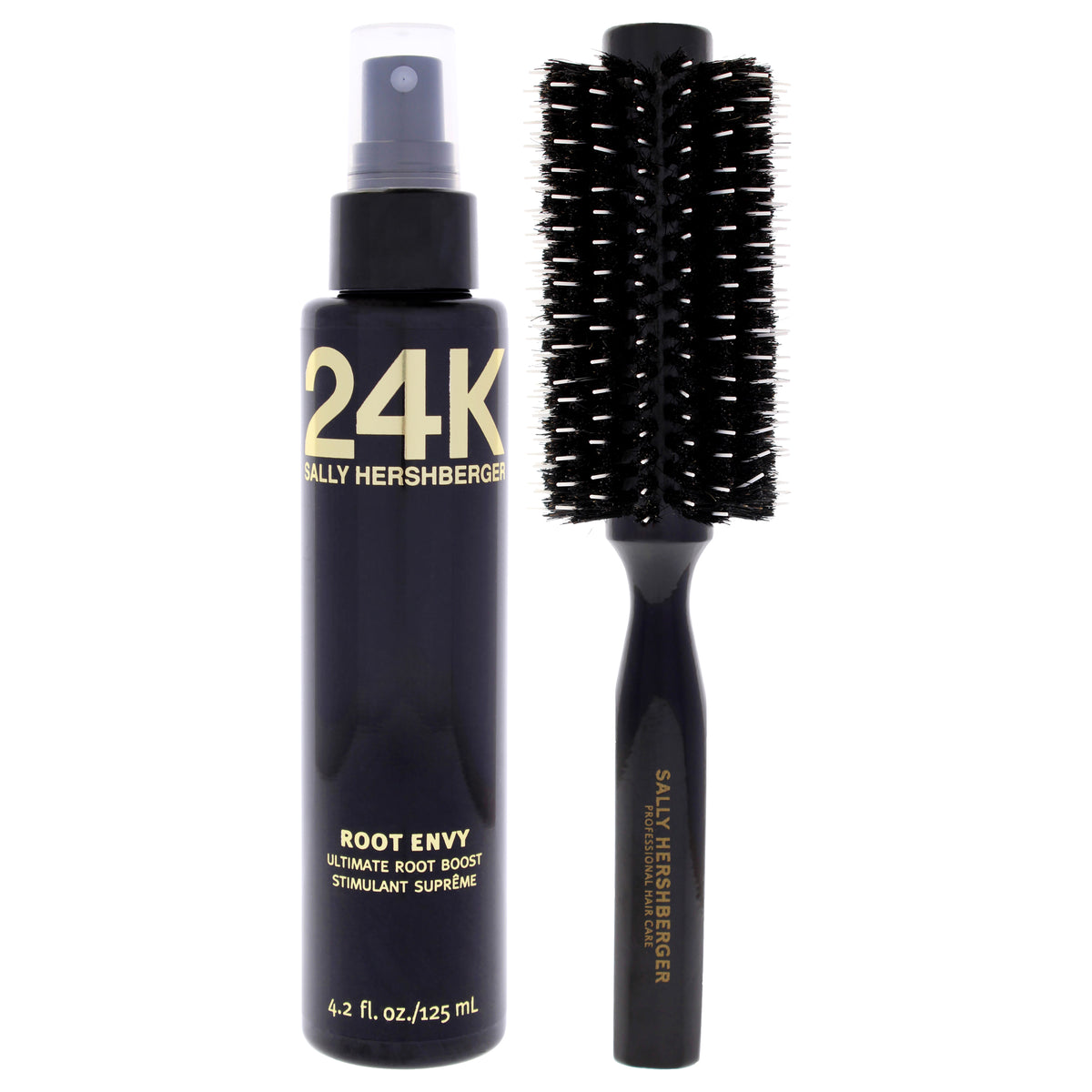 24K Root Boost And Medium Round Brush Kit by Sally Hershberger for Unisex - 2 Pc Kit 4.2oz Treatment, Hair Brush