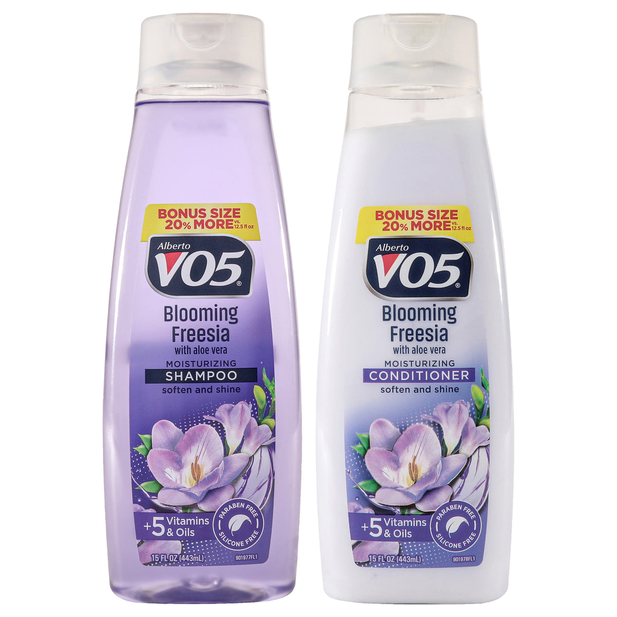 Moisturizing Blooming Freesia Conditioner and Blooming Freesia Shampoo Kit by Alberto VO5 for Unisex - 2 Pc Kit 15oz Conditioner, 15oz Shampoo