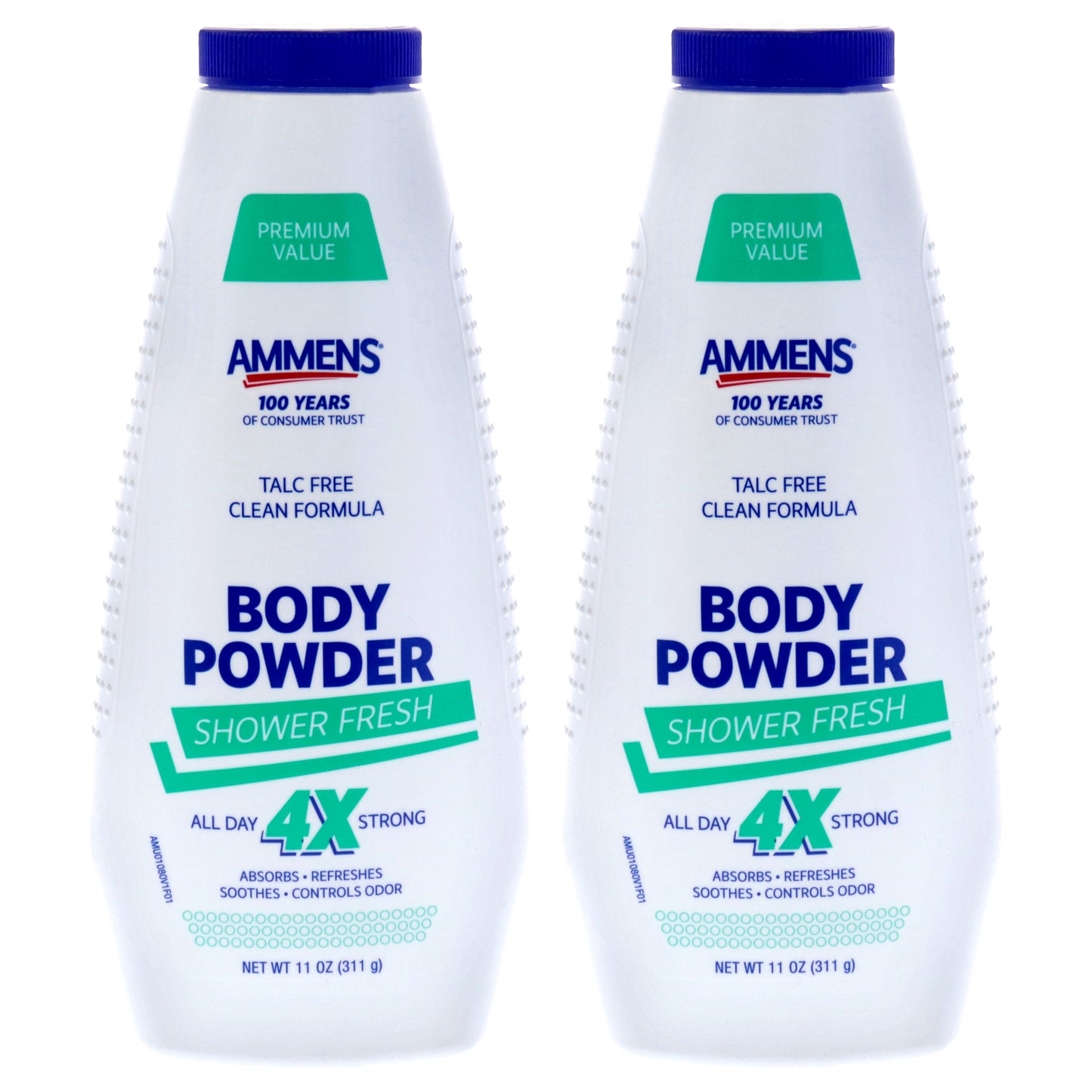 Body Powder - Shower Fresh by Ammens for Unisex - 11 oz Powder - Pack of 2