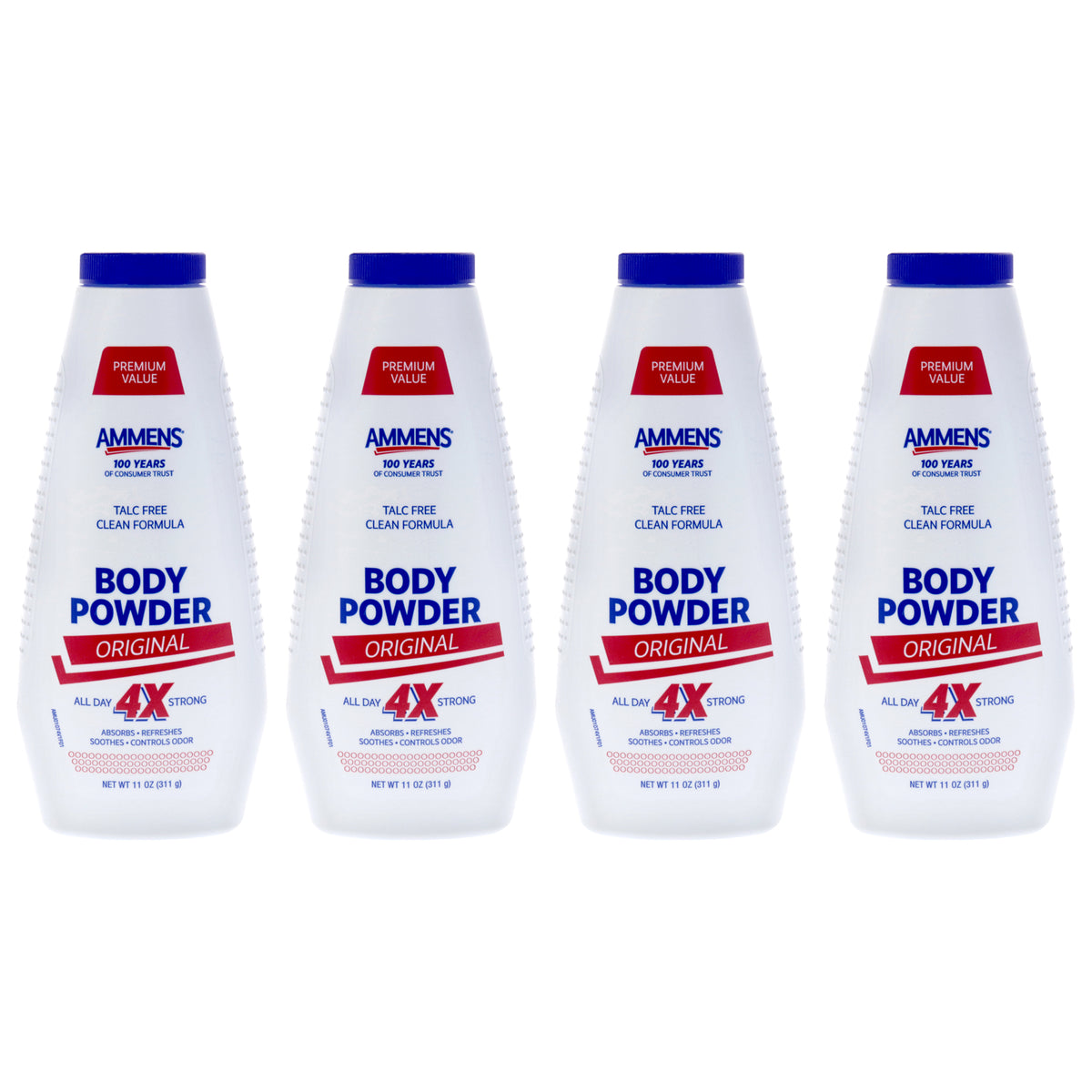 Body Powder - Original by Ammens for Unisex - 11 oz Powder - Pack of 4