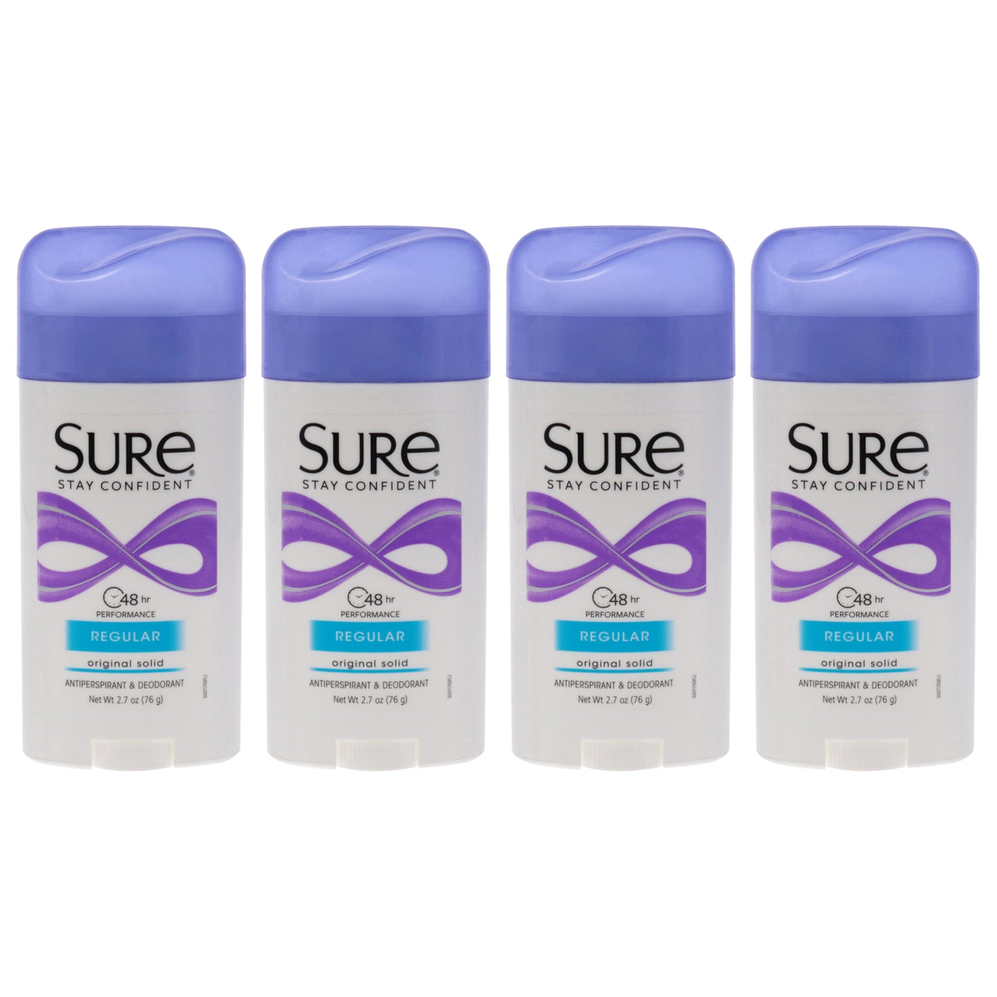 Original Solid Anti-Perspirant Deodorant - Regular by Sure for Unisex - 2.7 oz Deodorant Stick - Pack of 4