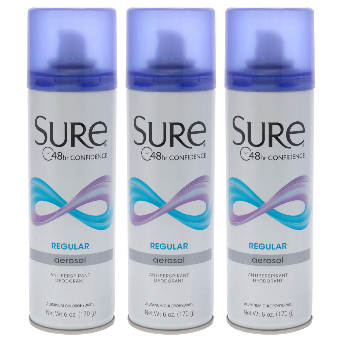 Aerosol Anti-Perspirant and Deodorant - Regular by Sure for Unisex - 6 oz Deodorant Spray - Pack of 3