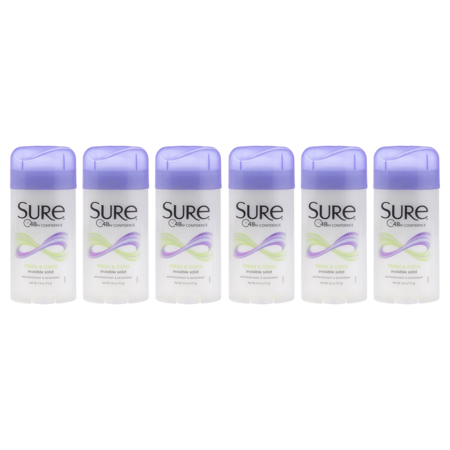 Invisible Solid Anti-Perspirant Deodorant - Fresh and Cool by Sure for Unisex - 2.6 oz Deodorant Stick - Pack of 6