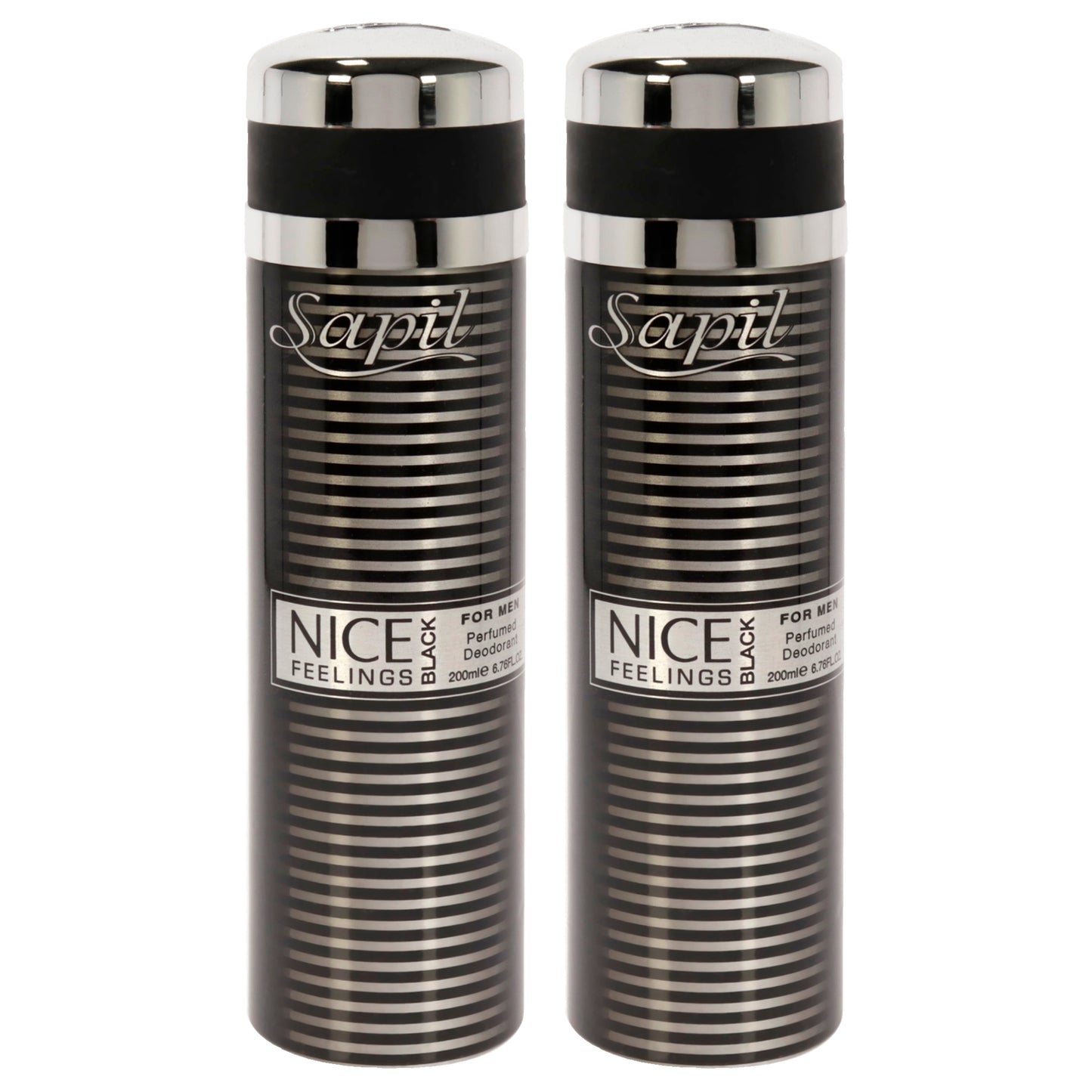 Nice Feelings Black by Sapil for Men - 6.76 oz Deodorant Spray - Pack of 2