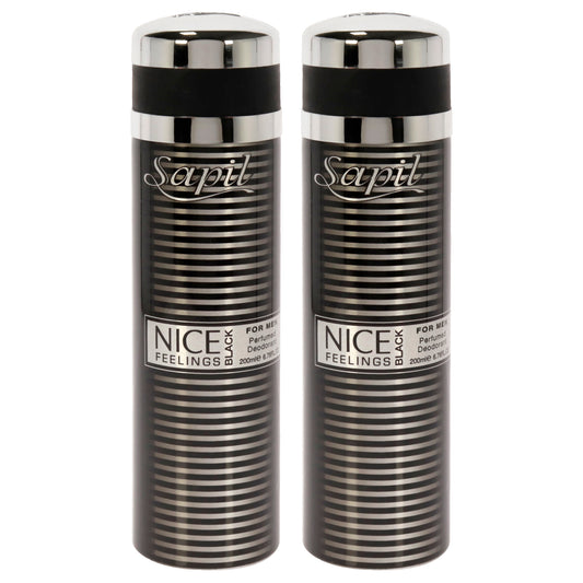 Nice Feelings Black by Sapil for Men - 6.76 oz Deodorant Spray - Pack of 2