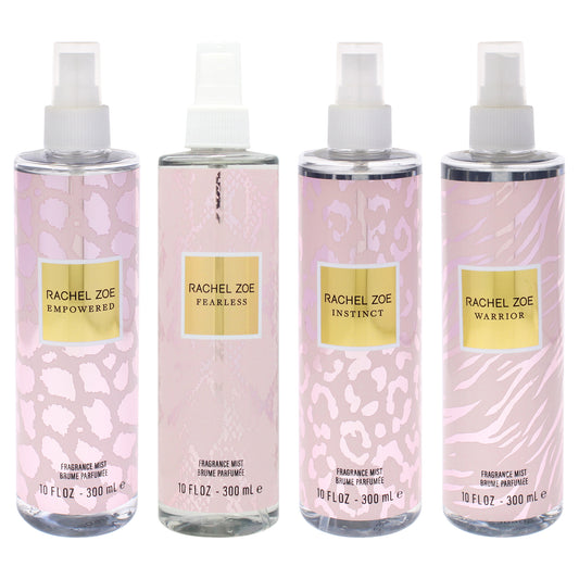 Rachel Zoe Kit by Rachel Zoe for Women - 4 Pc Kit 10oz Fragrance Mist - Empowered - Pink, 10oz Fragrance Mist - Warrior - Pink, 10oz Fragrance Mist - Fearless - Pink, 10oz Fragrance Mist - Instinct - Pink