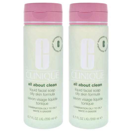 All About Clean Liquid Facial Soap Oily Skin Formula by Clinique for Unisex - 6.7 oz Soap - Pack of 2