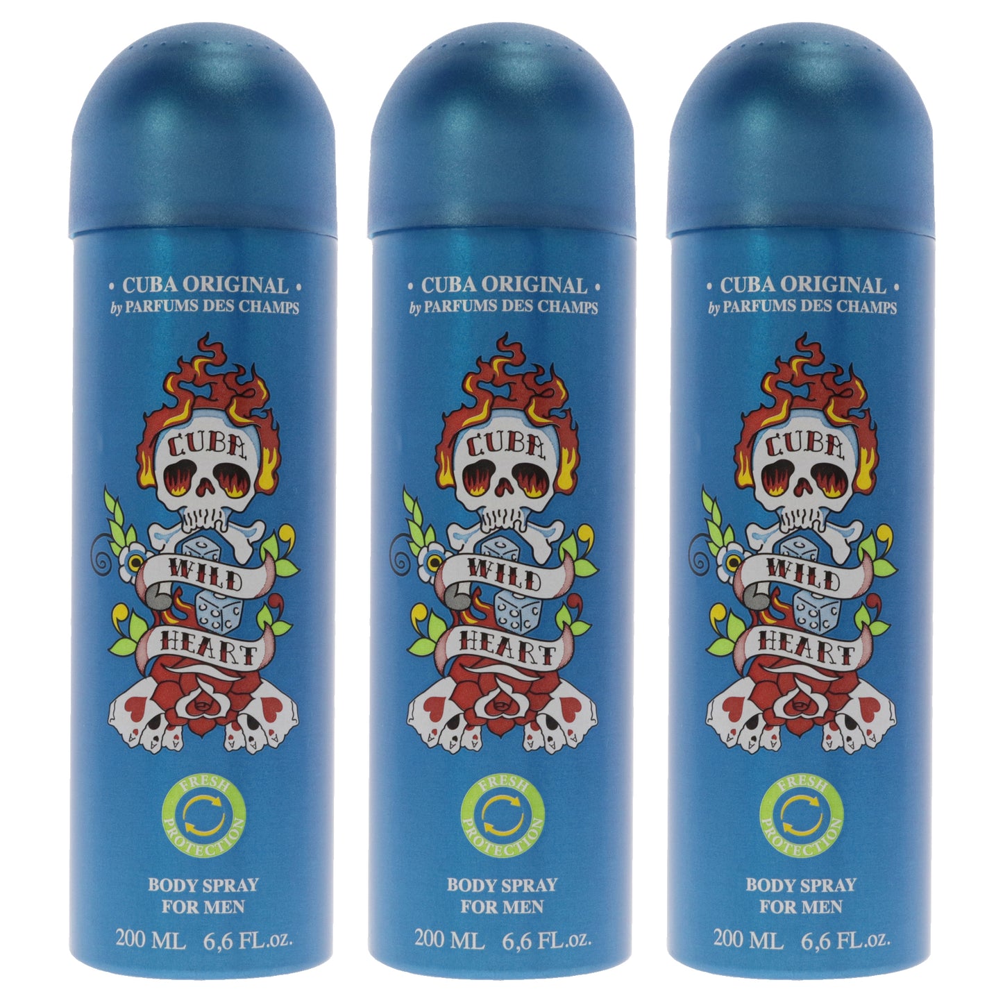 Cuba Wild Heart by Cuba for Men - 6.6 oz Body Spray - Pack of 3