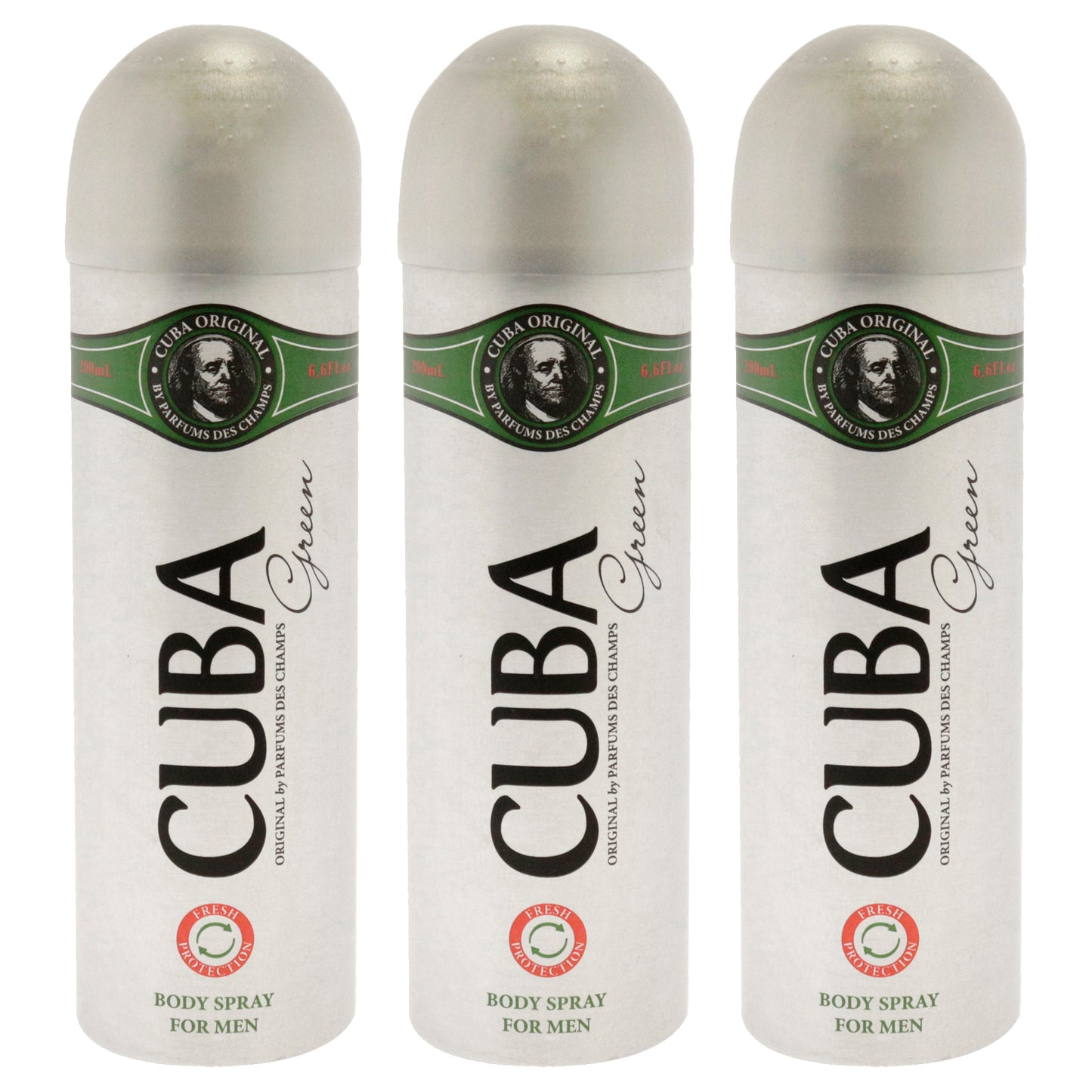 Cuba Green by Cuba for Men - 6.6 oz Body Spray - Pack of 3