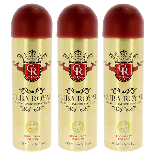 Cuba Royal by Cuba for Men - 6.6 oz Body Spray - Pack of 3