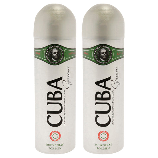Cuba Green by Cuba for Men - 6.6 oz Body Spray - Pack of 2
