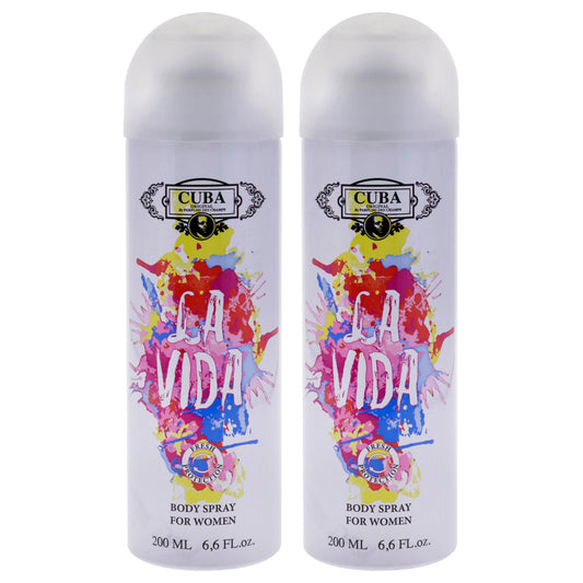La Vida by Cuba for Women - 6.6 oz Body Spray - Pack of 2