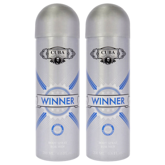 Cuba Winner by Cuba for Men - 6.6 oz Body Spray - Pack of 2