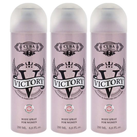 Victory by Cuba for Women - 6.6 oz Body Spray - Pack of 3