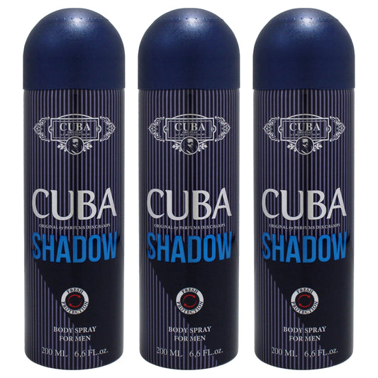 Cuba Shadow by Cuba for Men - 6.6 oz Body Spray - Pack of 3