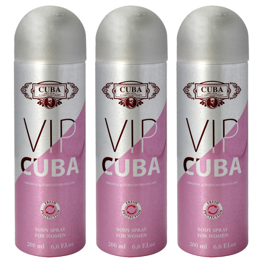 VIP by Cuba for Women - 6.6 oz Body Spray - Pack of 3