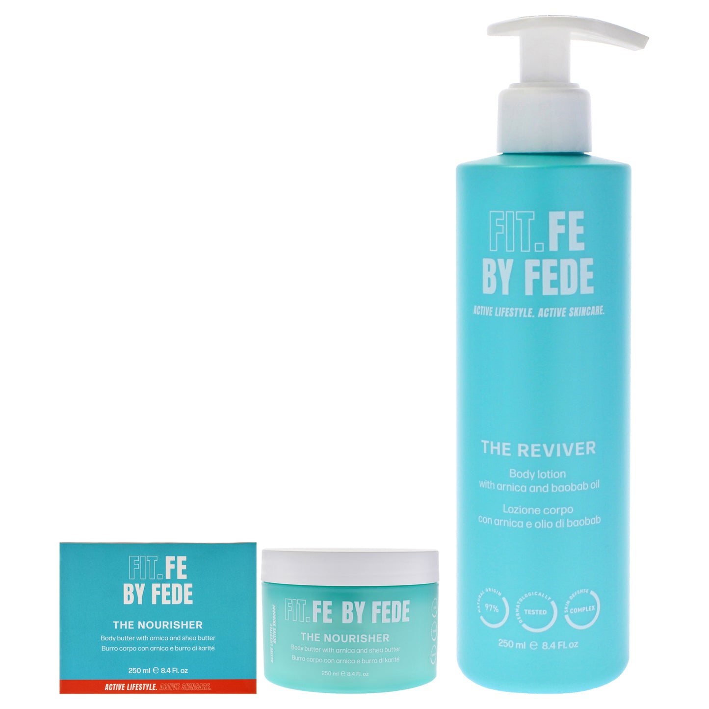 Fit.Fe By Fede kit by Fit.Fe By Fede for Women - 2 Pc Kit 8.4oz The Reviver Body Lotion, 8.4oz The Nourisher Body Butter