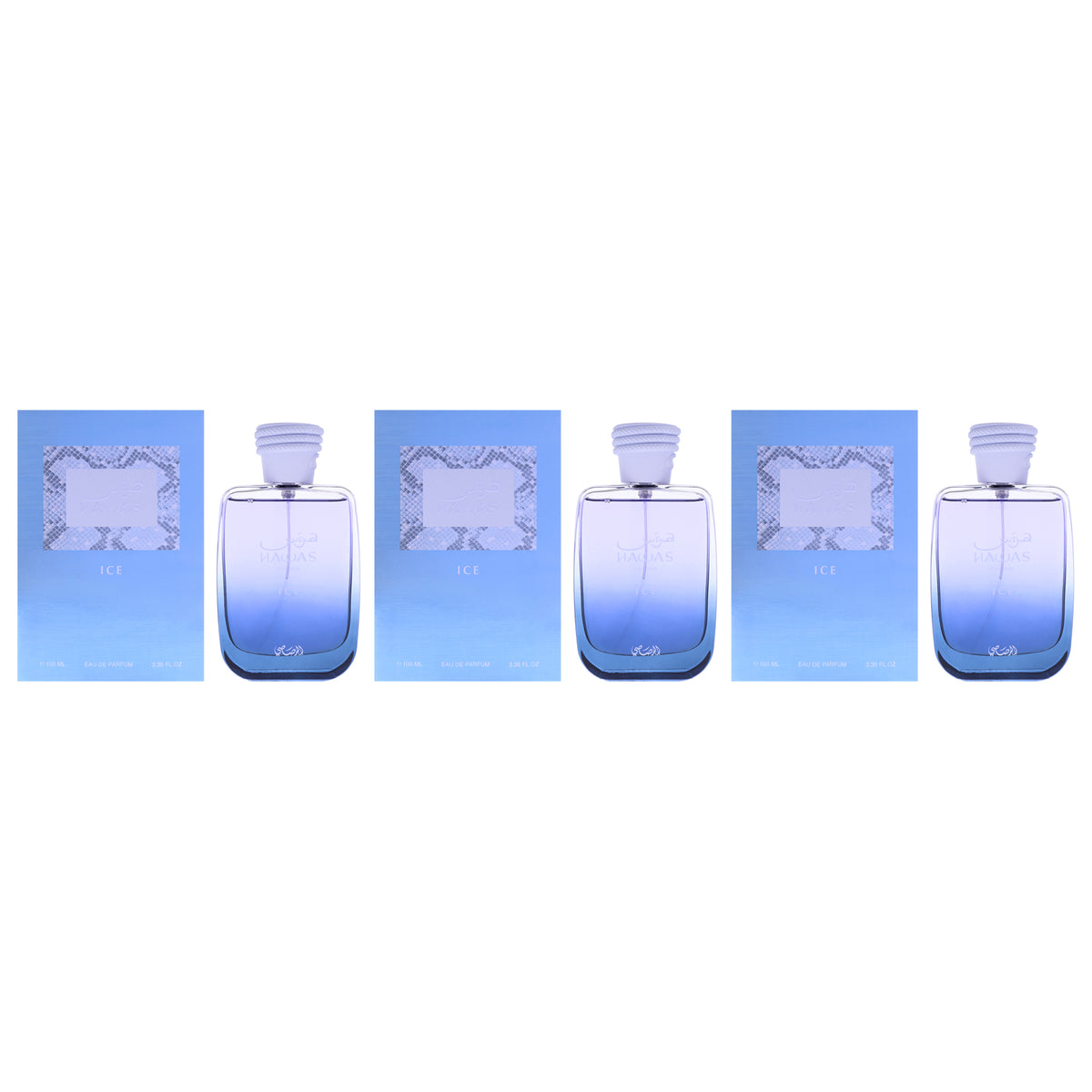 Hawas Ice by Rasasi for Men - 3.38 oz EDP Spray - Pack of 3