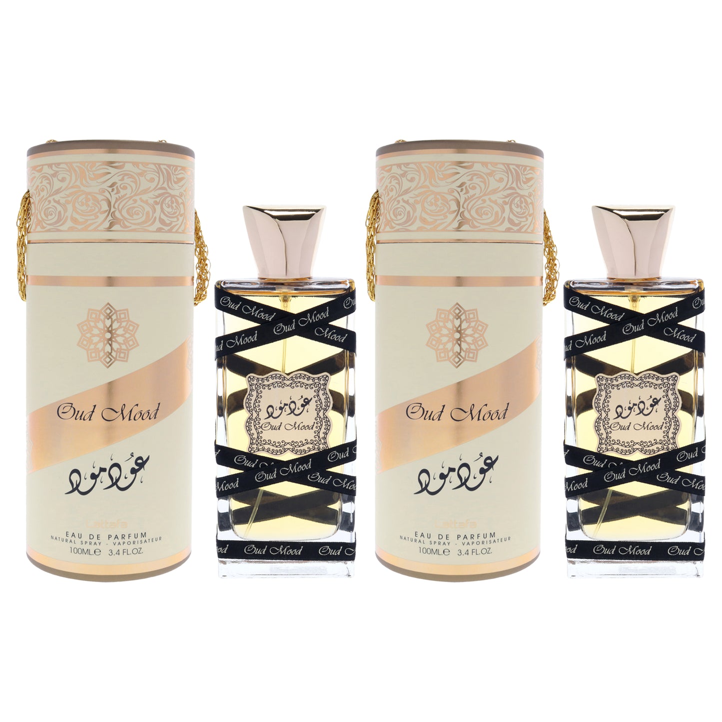 Oud Mood by Lattafa for  Unisex - 3.4 oz EDP Spray - Pack of 2