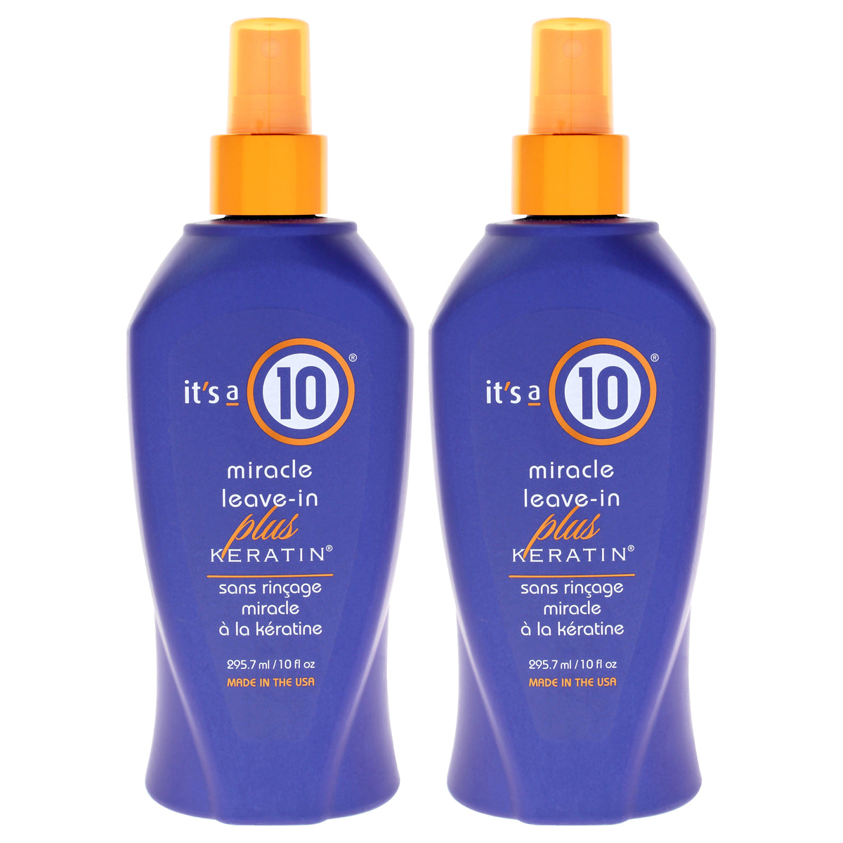 Miracle Leave In Plus Keratin by Its A 10 for Unisex - 10 oz Hair Spray - Pack of 2